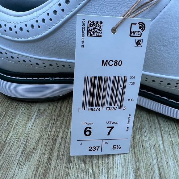 Adidas MC80 Spikeless Mens Size 6 Womens 7 Golf Shoes White Green Wingtip IE3526 main image 4